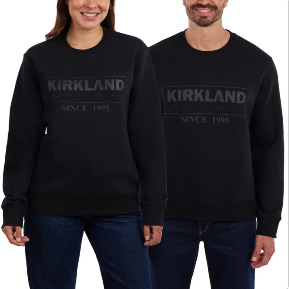 COSTCO WHOLESALE Kirkland Signature Unisex Logo Crewneck Black Color Select Size
